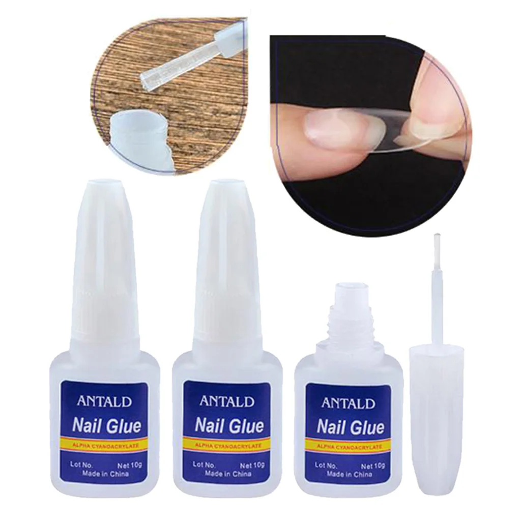 

3 бутылки 10 г клей для ногтей подходит для приклеивания натуральных ногтей для накладных ногтей