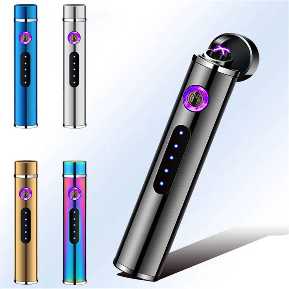 

Windproof Mini Dual Arc Lighter Flameless Plasma Cigarette Lighter LED Power Display USB Electric Lighter Smoking Accessories