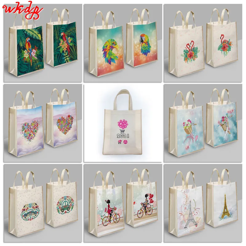 

DIY Diamond Painting Shopping Bags Mosaic Drill Eco-friendly Tote Home Organizer Popular Simple Female Daily Bag