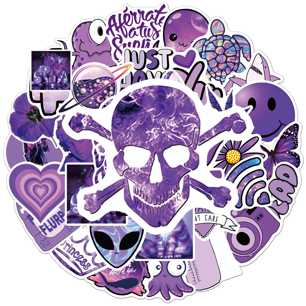 103050pcs purple fashion aesthetic stickers for motorcycle journal skateboard laptop waterproof graffiti cool decals kid toys free global shipping