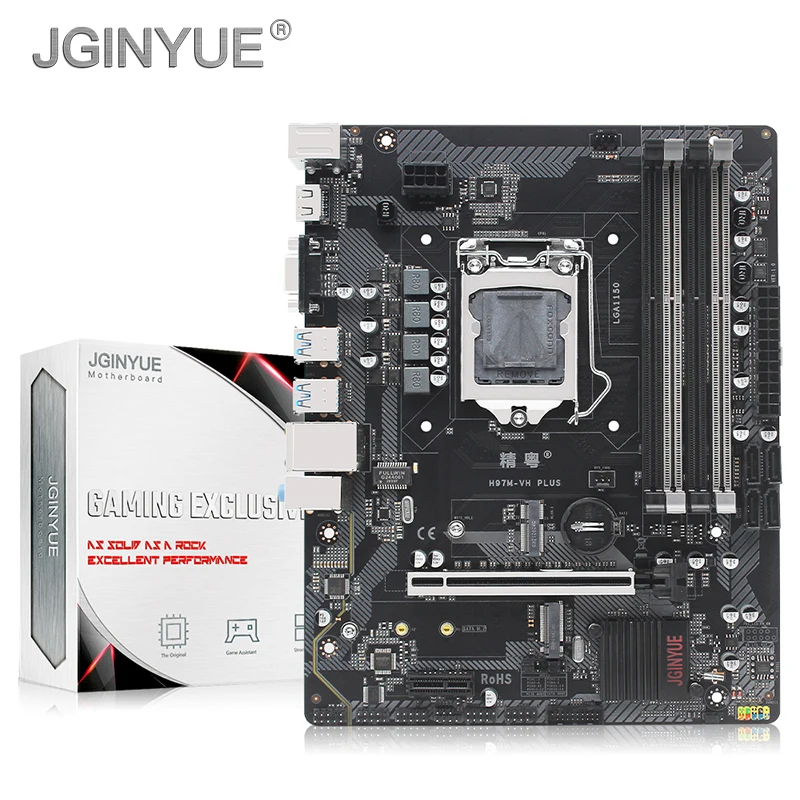 

Материнская плата JGINYUE H97, LGA 1150, поддержка процессора Intel Core Pentium Xeon, DDR3, ОЗУ без коррекции ошибок, память с Wi-Fi, Джек, больше