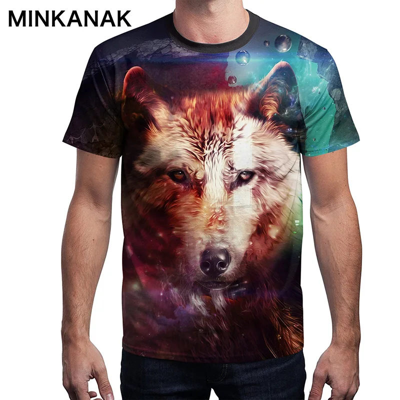 Футболка с принтом волка лисы животных 2020 Новая модная мужская стильная