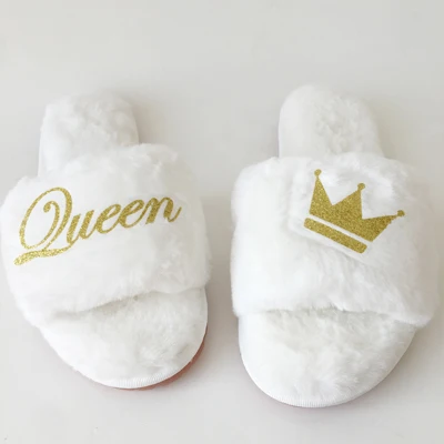 white Коралловый флис команда отряд "невеста" фрейлина подарки вечерние поставки по индивидуальному заказу, платье подружки невесты, подарок на свадьбу, шлёпанцы для женщин - Цвет: white