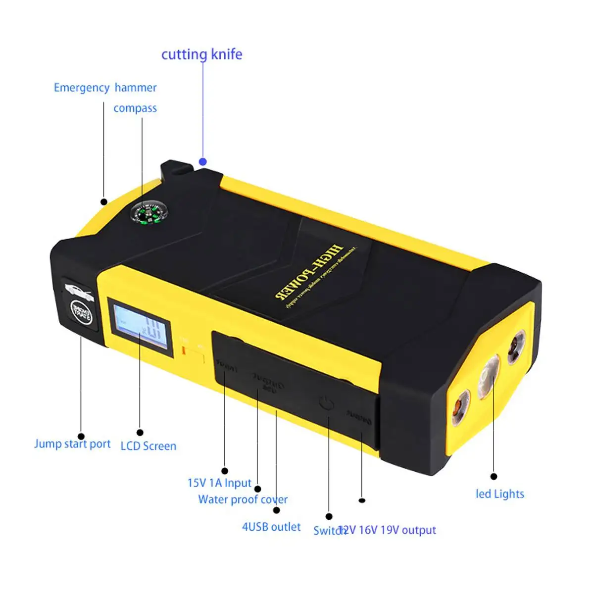 12V 600A USB 82800 мАч высокой Ёмкость автомобиль скачок стартер светодиодный светильник Mutifuction Портативный автомобиля Батарея усилитель Зарядное устройство Мощность банка