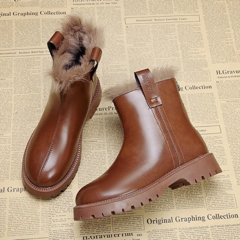

New Autumn and Winter Women's Martin Boots Thick-soled Leather Warm Outdoor Anti-skiing Boots Comfortable and Light Casual Boots