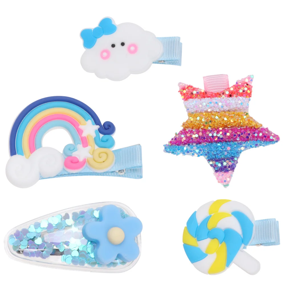 5 шт. в одном наборе креативная заколка для волос мультяшная радужная модная