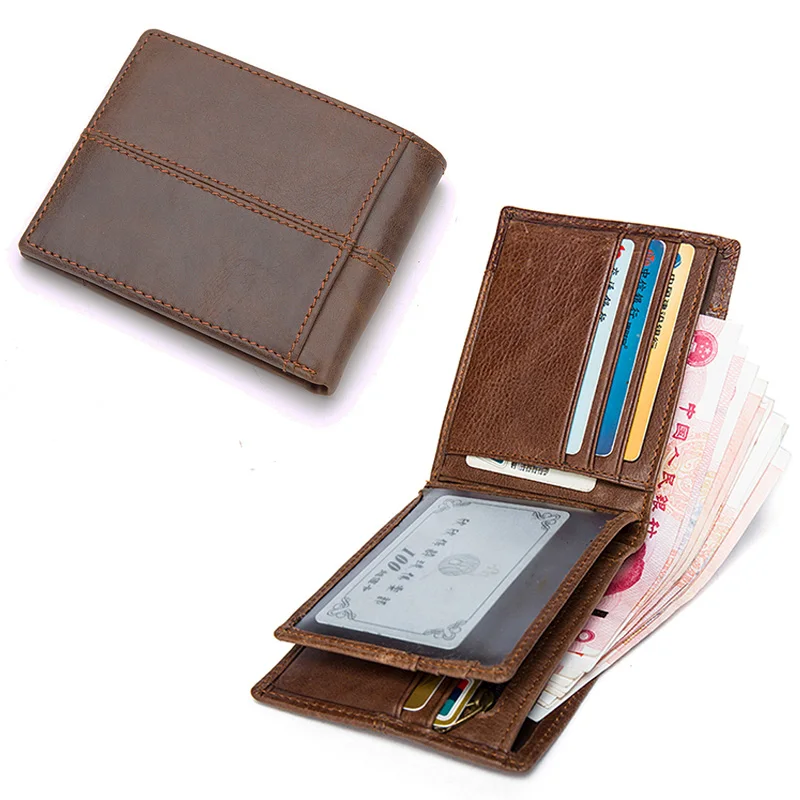 Мужской кошелек из натуральной кожи деловой двухслойный компактный с отделением