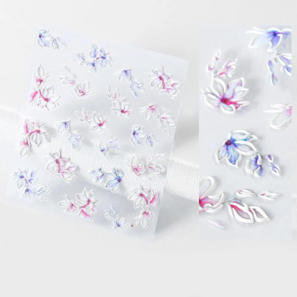 multicolor flower 1 шт 5D Рельефный цветок лист наклейки для ногтей изысканные самоклеющиеся наклейки Экологичные DIY Декор ногтей Аксессуары для маникюра - Цвет: multicolor flower