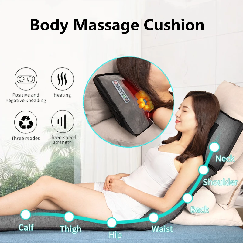 JInkairui Multifunctionality Electric Vibration Heating Neck Body Massage Cushion Remote Control Pain Relief Health Care Gift