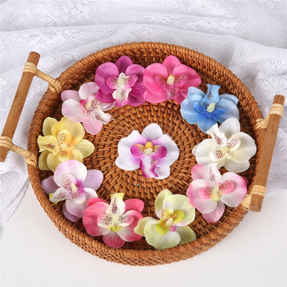 

20Pcs 5.5cm Phalaenopsis Artificial Flowers Heads Silk Butterfly Orchid Flowers Heads Fake Flower DIY Handmade Crafts Home Decor