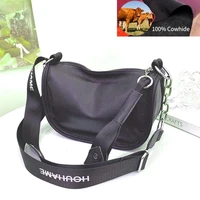 black hobos genuine leather women shoulder bag high quality solid color zipper handbag fashion tassel chain strap crossbody bag