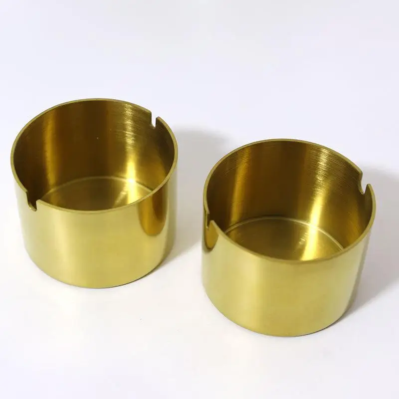 

Золотистые круглые пепельницы из нержавеющей стали в скандинавском стиле, металлический стержень, для автомобиля, для дома