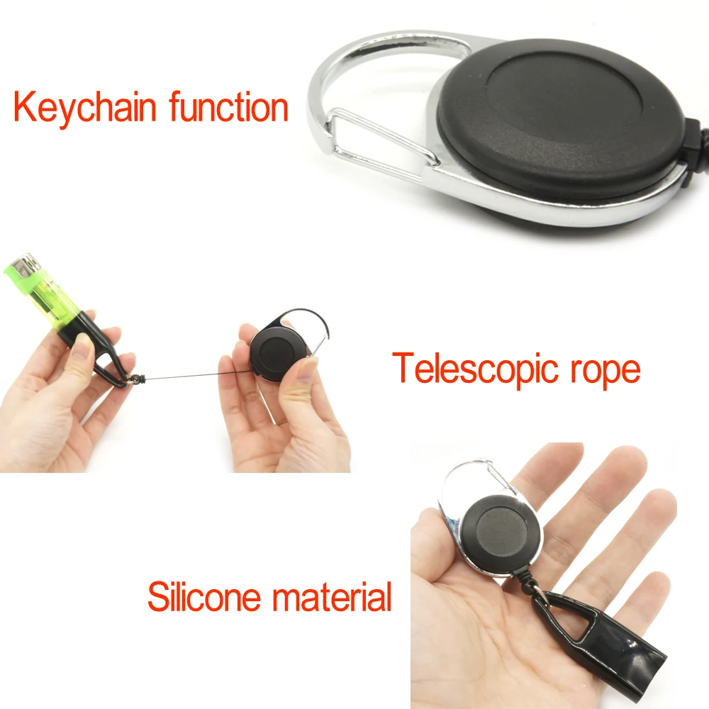 

50Pcs Silicone Lighter Holder Sleeve Clip With Retractable Keychain Regular Size Lighter Protective Cover Cigarette Accessories