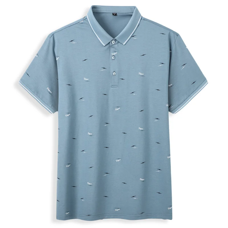 

Summer 2021 new men's Plus Size Lapel print short sleeve T-shirt