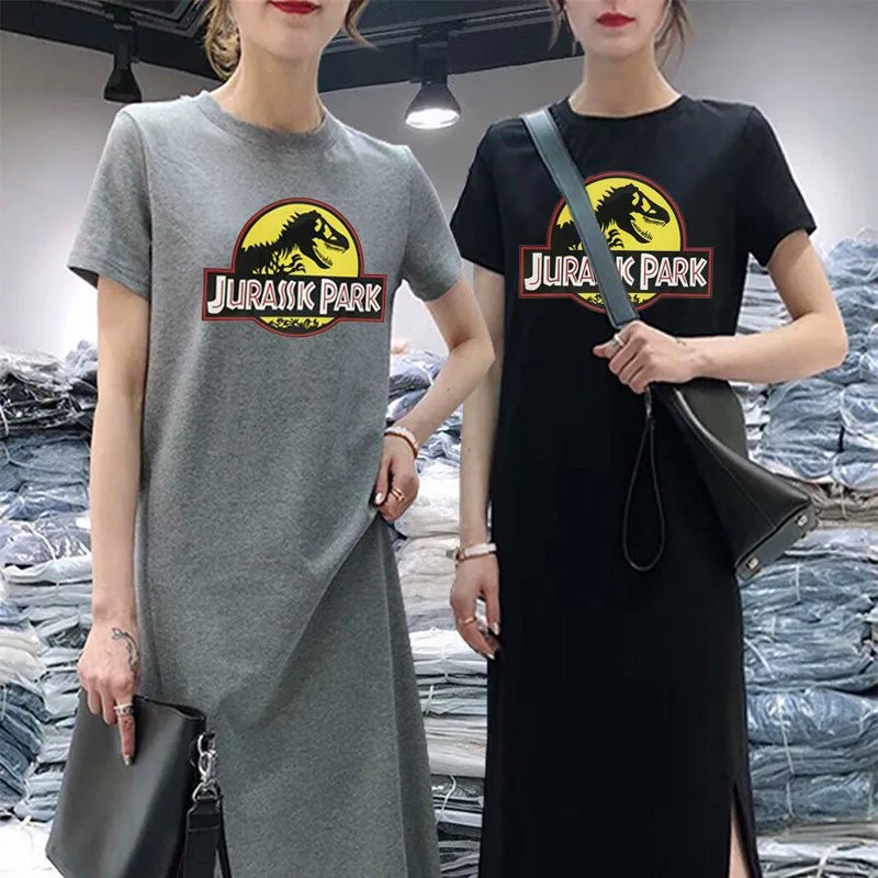 Женское платье Oneimirry с надписью Парк Юрского периода мультипликационным