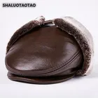 Шапка SHALUOTAOTAO для папы, зимние Утепленные шапки-бомберы для мужчин, модные бархатные наушники, шапка из натуральной воловьей кожи, Новинка