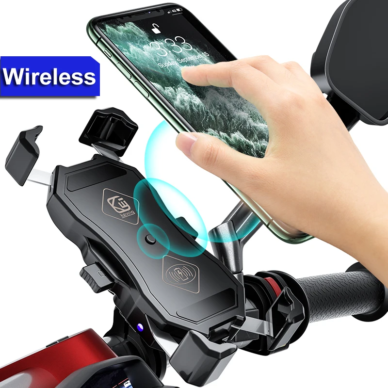 

Motorcycle Phone Holder Support Qi Wireless Charger GPS Navigation Bracket Moto Motorbike handlebar Mobile Cellphone Mount Clip