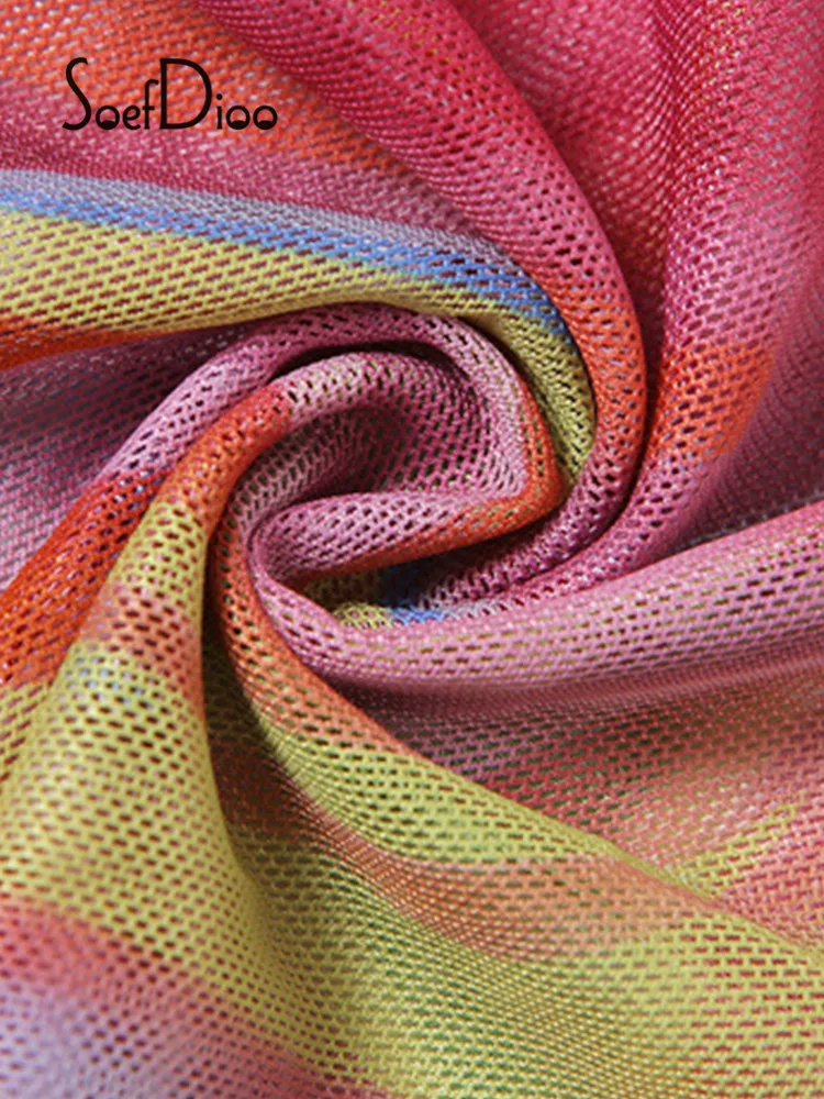 

Soefdioo Mesh Print Pants Women High Waist Bandage Body-Shaping Leggings Fashion Streetwear Summer 2021 Casual Fitness Trousers