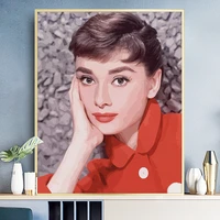 diy oil painting by numbers adults film star hepburn paint by numbers on canvas wall art home decor 40x50cm