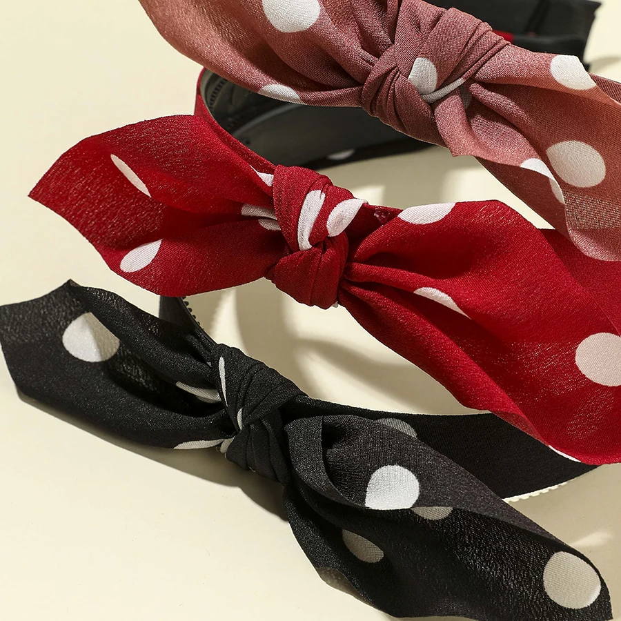 

Children Lovely Dot Print Rabbit Ear Hair Bezel Bow Elastic Hairband Girls Cute Hair Holder Hair Accessories Bunny Ear Hair Hoop