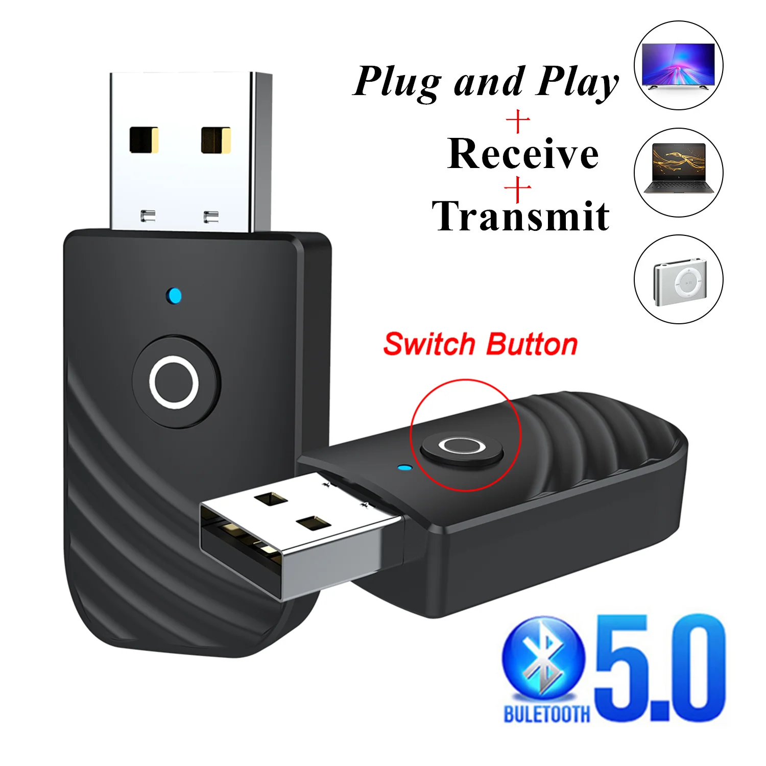 Bluetooth 5 0 аудио приемник передатчик 3 в 1 Mini мм разъем AUX USB стерео музыкальный