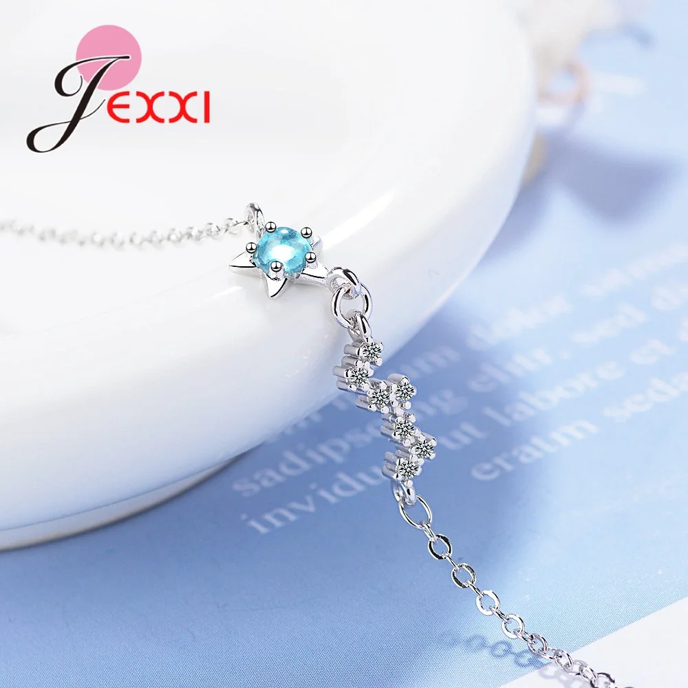 Лидер продаж женский браслет сияющий из стерлингового серебра 925 пробы Синий CZ