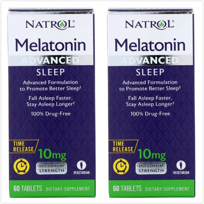 2 бутылки мелатонин Natrol Advanced Sleep 10 мг 60 таблеток кальций витамин для засыпания