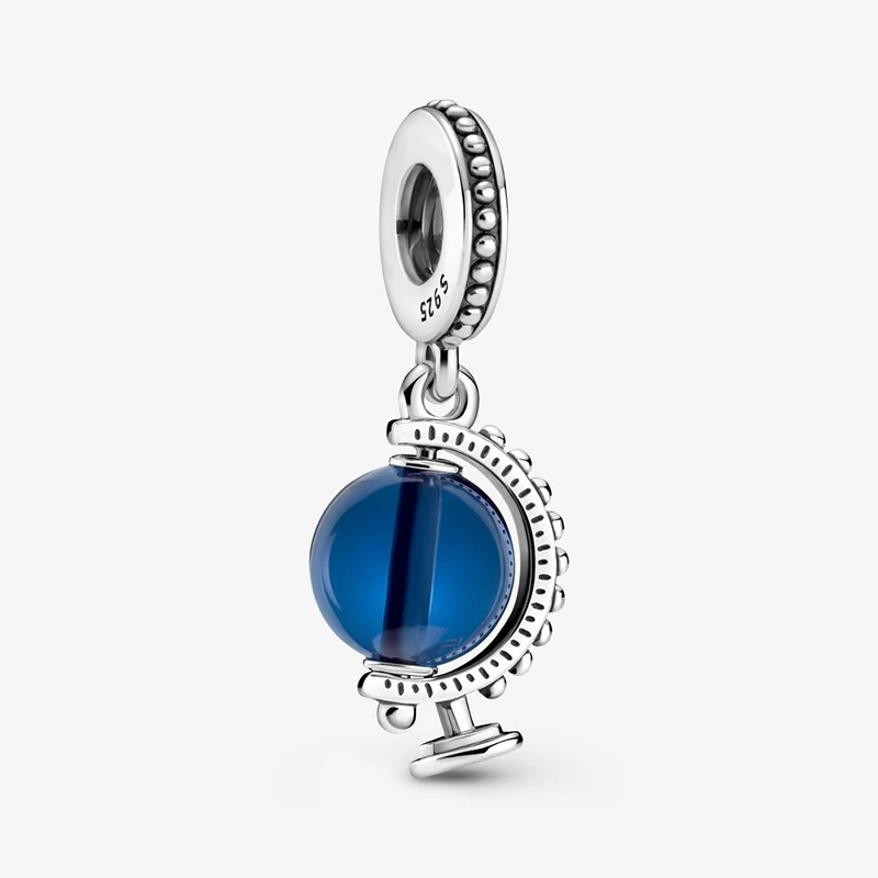 

Hot 925 Sterling Silver Charms Blue Planet Beads fit Original Pandora Charms Bracelet Bangle Jewelry Making DIY Gift