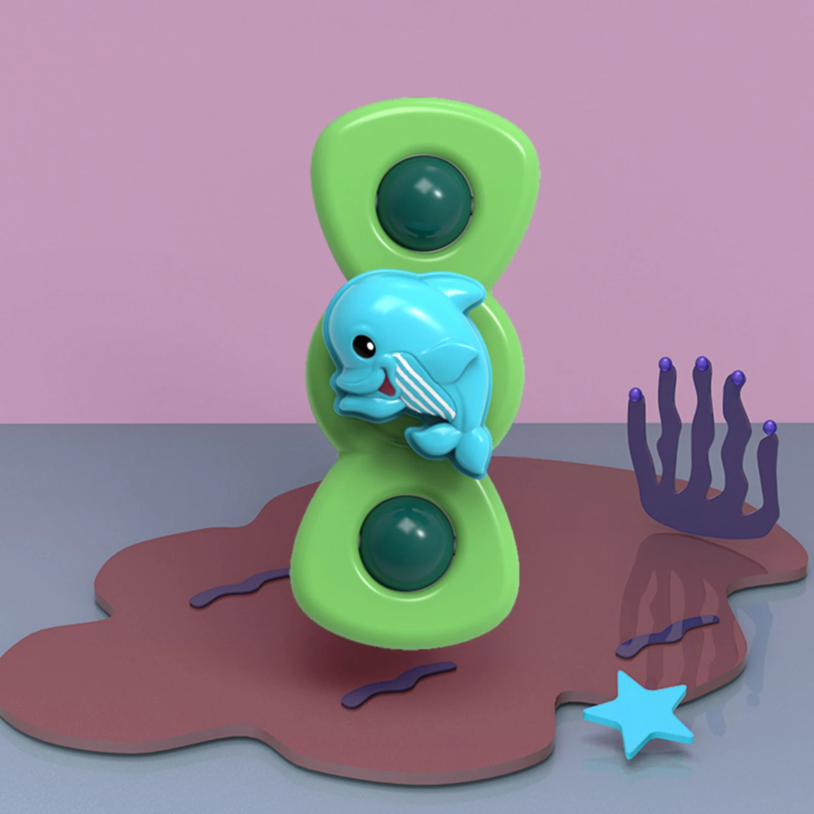 

Kids Spinning Top Soft Rubber Hand Spinner With Suction Cup Spinning Flower Bathing Toys Soothing Rattle For Children