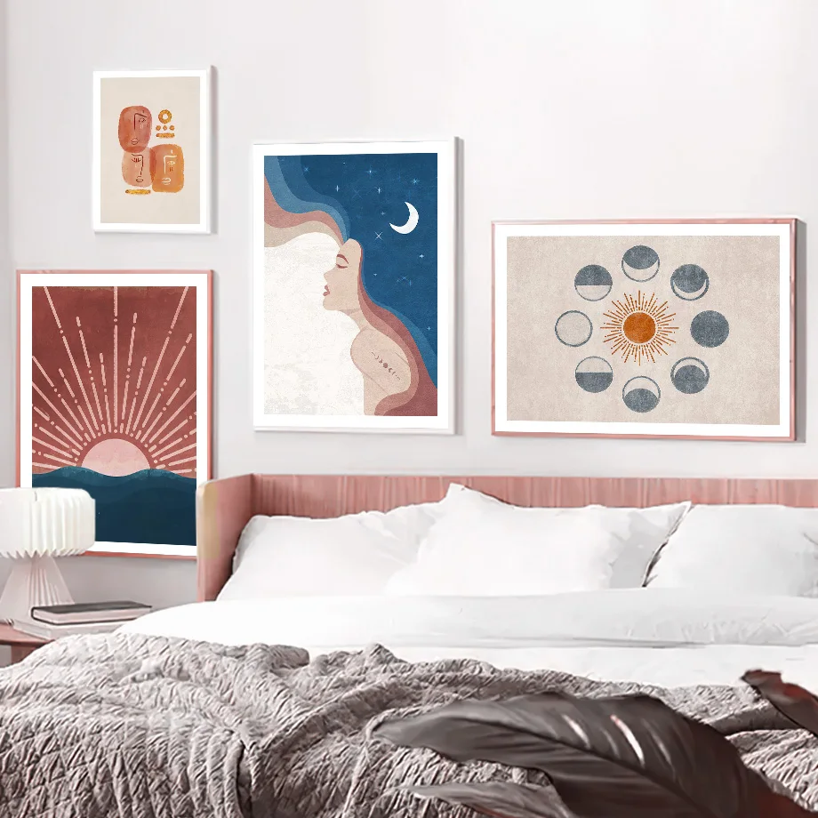 Гадания ведьма Луна солнце богиня настенная Картина на холсте скандинавские