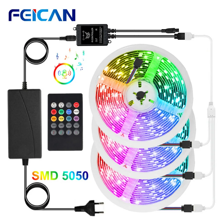 Музыкальная синхронизация светодиодный светильник 15 М 5050 12 В RGB
