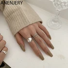 ANENJERY, Ретро стиль, нестандартная гладкая цепочка, тайское серебряное кольцо, 925 пробы, Серебряное регулируемое кольцо, ювелирное изделие, опт, S-R589
