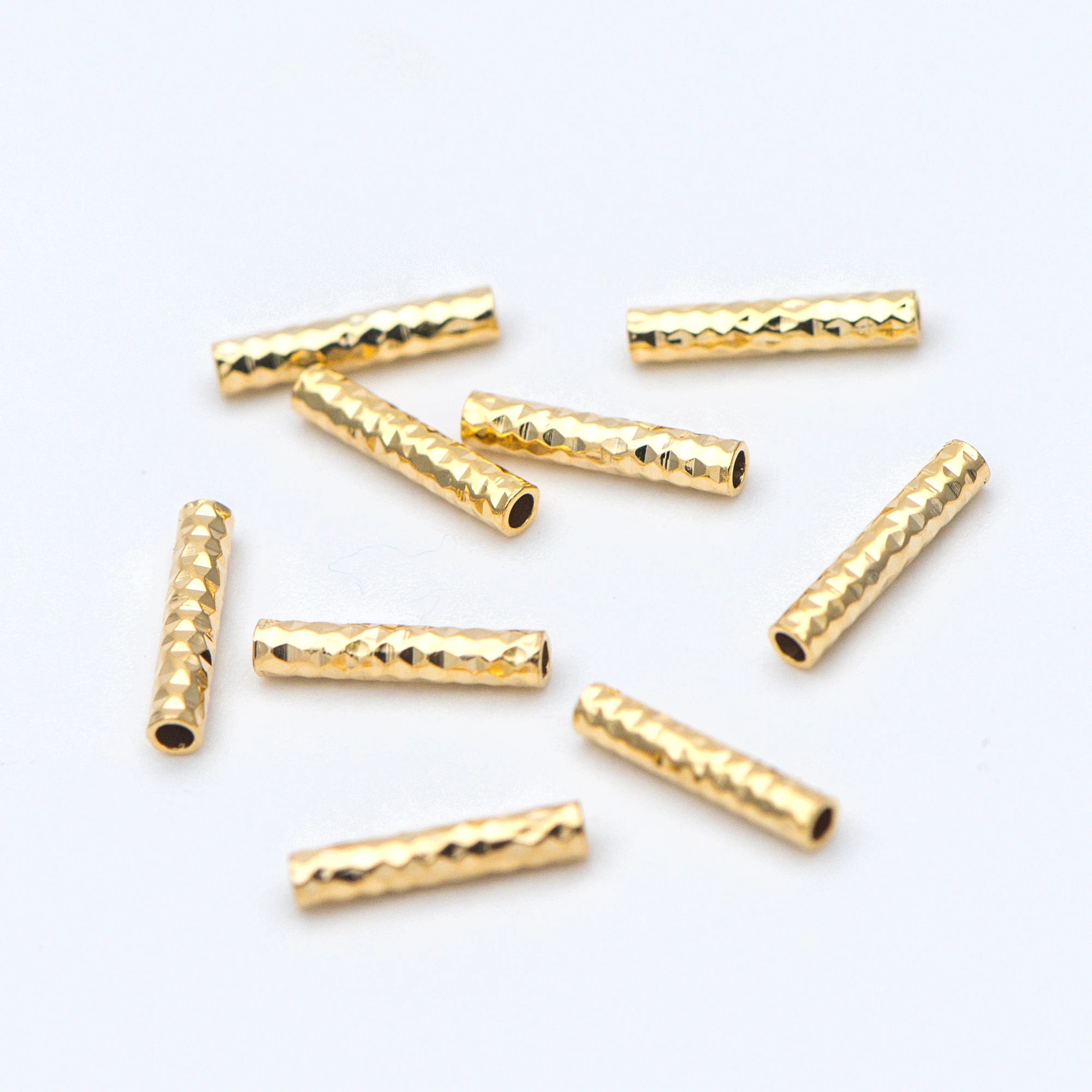 50 шт. золотистые прямые трубчатые бусины 10х2 мм латунные спейсеры с покрытием из