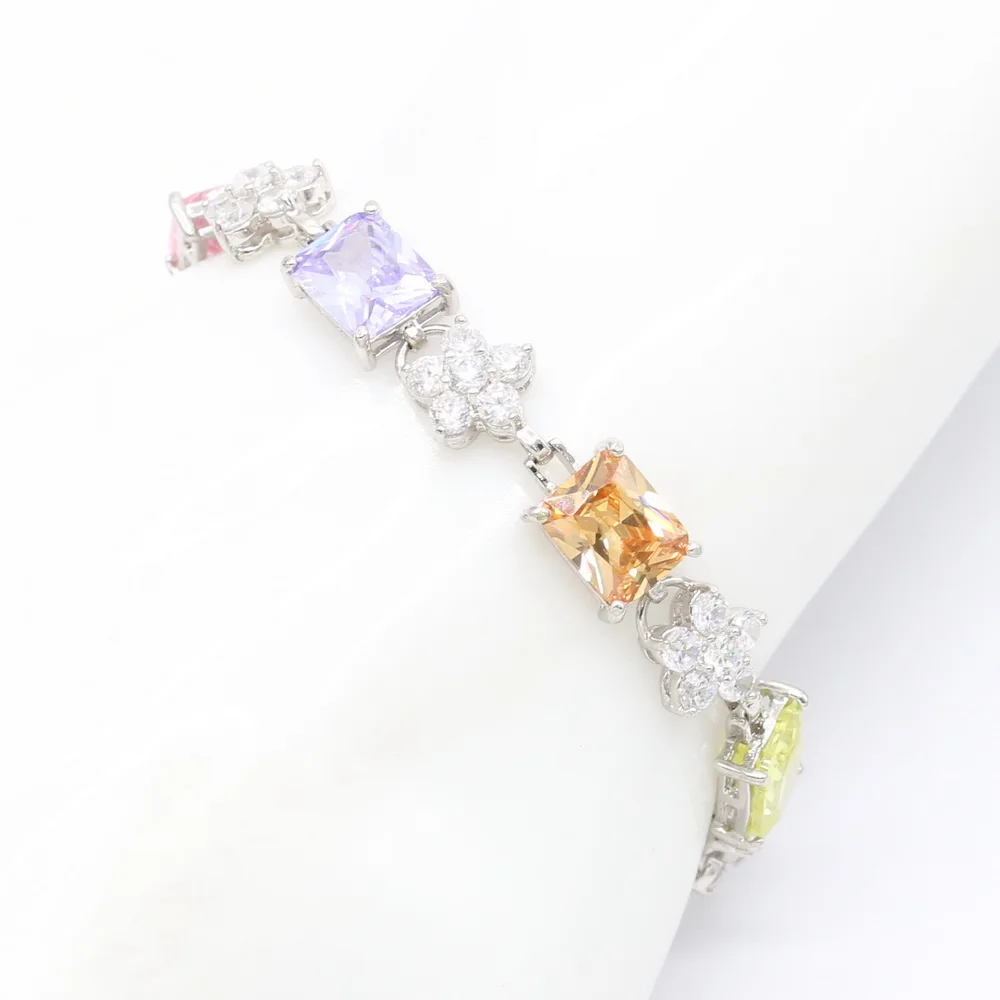 XUTAAYI Wedding Jewelry Sets Multicolor 925 Silver Earrings For Women Luxury Bracelet Rings Bridal Pendant Necklace Set | Украшения и