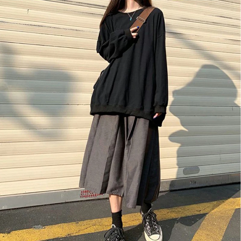 

Hot Sale No Hat Women Solid Hoodies Autumn Leisure Loose O-Neck Collar Korean Fashion Sweatshirts Casual Pullover Tops Female