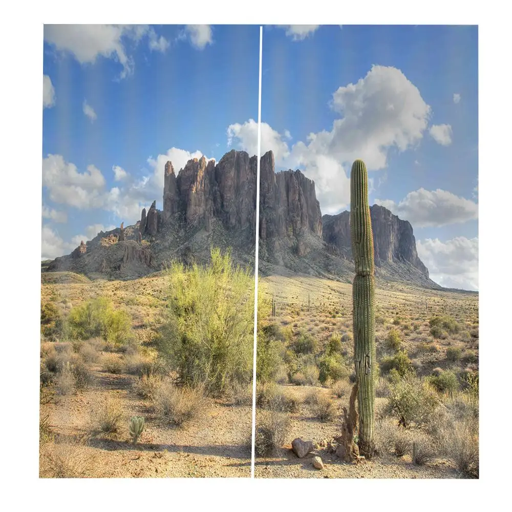 Пользовательские Любой Размер пустынный пейзаж кактус горный занавес для