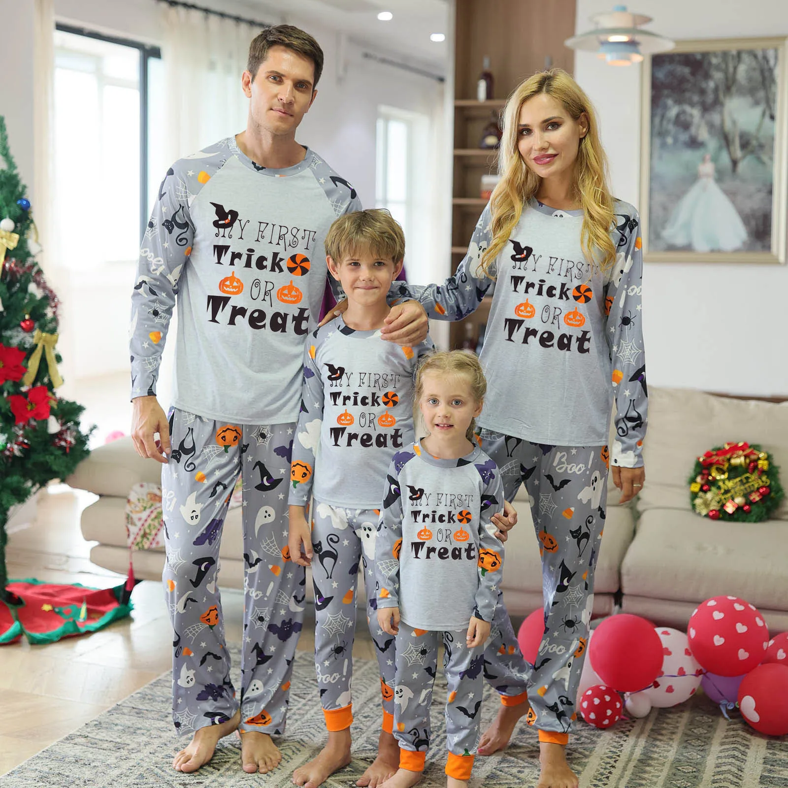 

Stripes Halloween Family Matching Pajamas Sets Mother and Daughter Matching Outfits 2021 Autum Winter Pyjamas Women's Homewears
