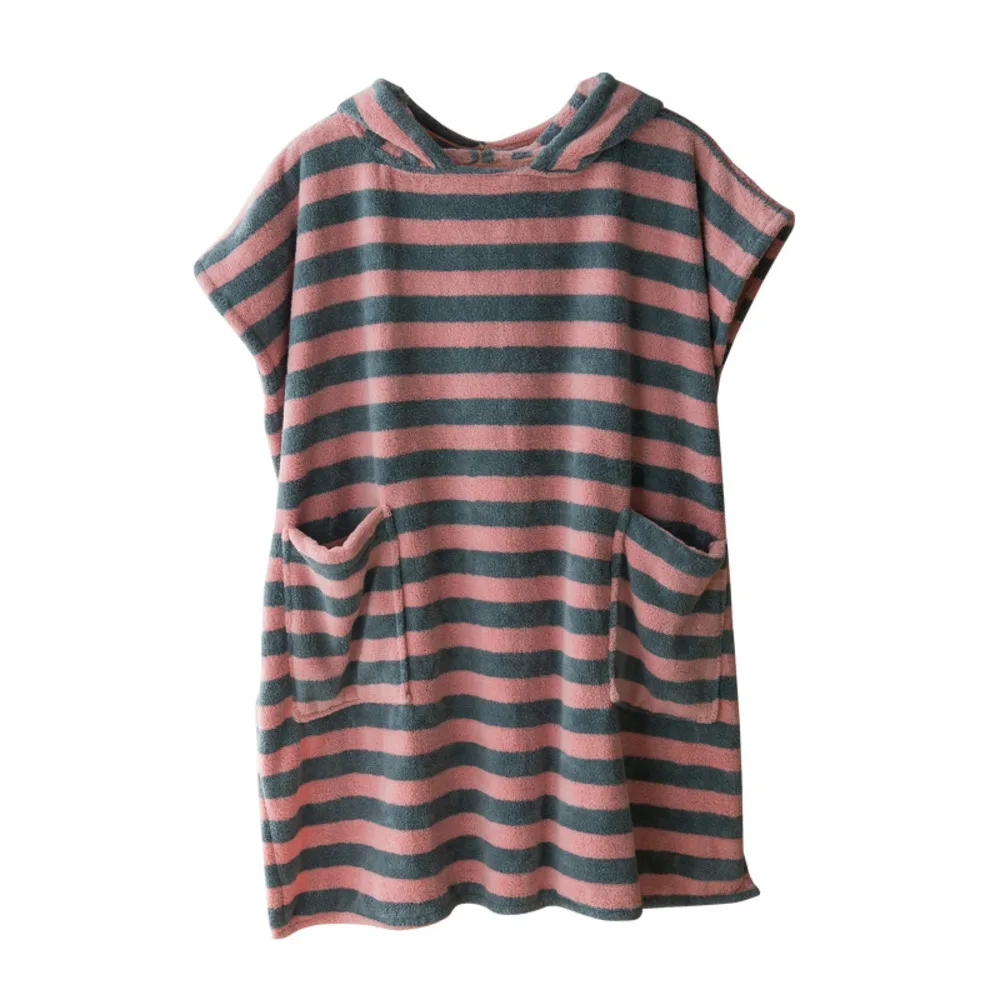 

Home Textile Towel Women Robes Wearable Loose Hooded Bath Towels Home Thicken Striped Hooded Nightdress Bathroom Absorbent Towel