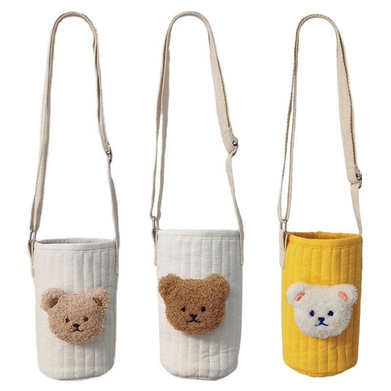 

2022 New Reusable Cute Bear Baby Warm Bottle Bag Feeding Bottle Cover Shoulder Bag Crossbody Messenger Thermos Cup Cover