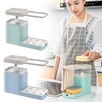 3 in 1 soap pumps dispenser container sponge holder dishcloth towel rag hanger drain organizer kitchen in stock