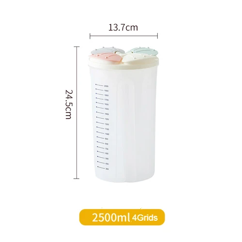 2500ml4Grids Кухонный ящик для хранения зерна, прозрачный пластиковый отсек, баррель, герметичный контейнер для хранения зерновых продуктов, баночка, Бытовые аксессуары - Цвет: 2500ml4Grids