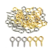 100pcslot 48mm mini eye pins eyelets screw hooks threaded clasp connector for pendant diy jewelry making accessories 5 color