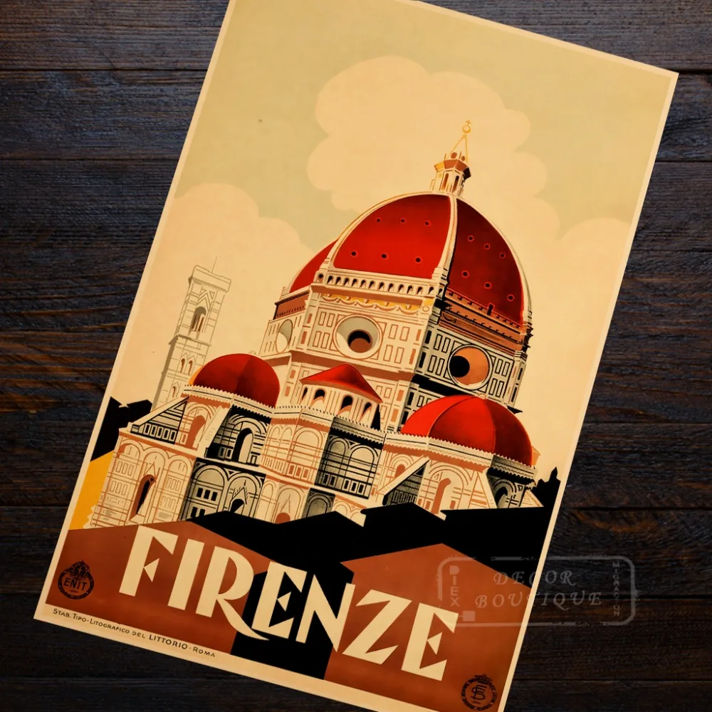 Florence Италии с принтом &quotпоп арт&quot Карты Ретро Винтаж из крафт бумаги для