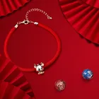 Браслеты из красной веревки BISAER 925 пробы серебро Лаки красная веревочная цепь браслеты подходят для бисера браслеты DIY серебряные ювелирные изделия ECB166