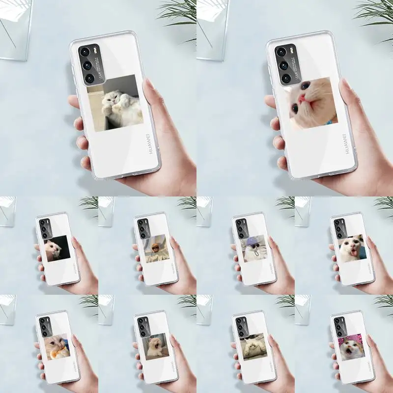 

cue cat Phone Case Transparent For Huawei MATE P 40 30 20 10 pro plus lite X 5G Soft TPU Clear Mobile bags