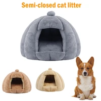 semi closed pet cat house indoor kitten dog bed warm medium small for cats dogs nest cat cave cute sleeping mats winter products
