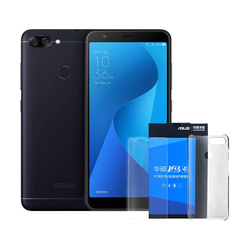 With Case N Glass Мобильный телефон Asus Zenfone Max Plus(M1) 5,7 дюймов, 18:9 FHD+ 4 ГБ, 64 Гб ПЗУ, восьмиядерный смартфон MT6750T, 4130 мАч, OTG, Android - Color: With Case N Glass
