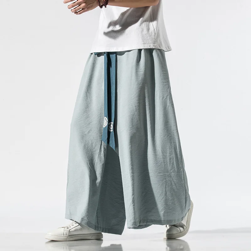 Брюки мужские с широкими штанинами хлопковые свободные штаны в ретро стиле