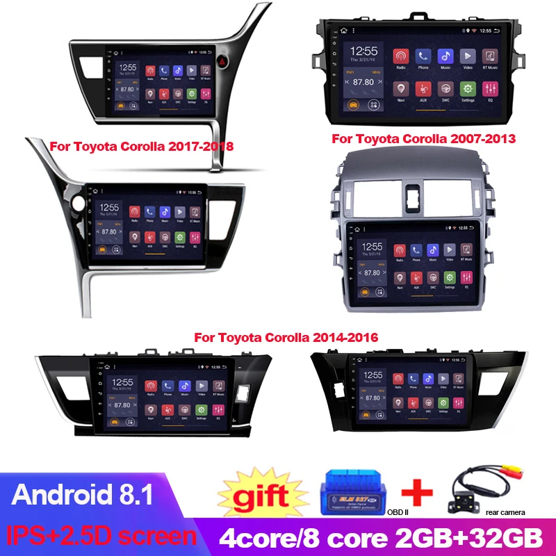 8 ядерный IPS + 2.5D Android 1 2 32G автомобильный DVD GPS навигатор для Toyota Corolla 2007 2013 2014 2016 2017 2018