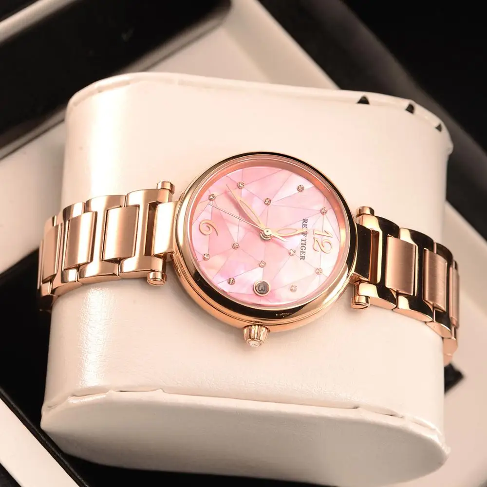 Риф Тигр/RT розовый циферблат розовое золото Роскошные модные бриллиантовые